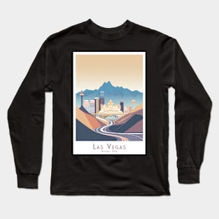 Vintage Las Vegas Travel Poster Long Sleeve T-Shirt